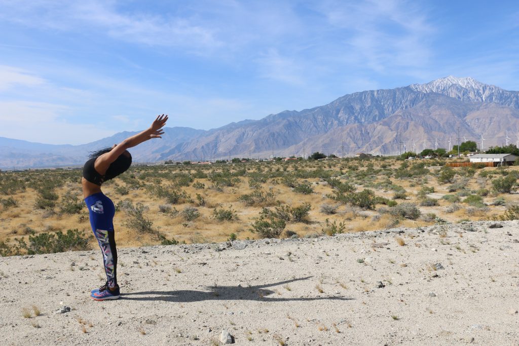 backbens-flow-black-girl-yoga-pose-palm-springs-california-mountains-self-care-positive-mantra-beauty-and-the-beat-blog
